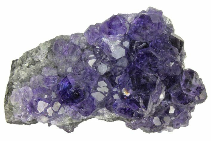 Purple Cuboctahedral Fluorite Crystals on Quartz - China #149166